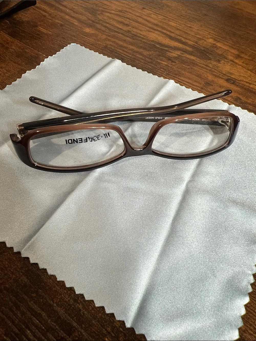 Fendi Brown Monogram FF Pattern Rectangular Eyeglasses